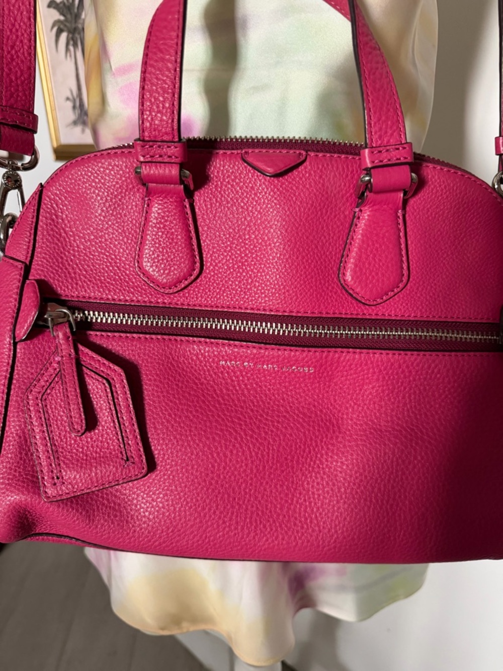 Marc Jacobs Hot Pink Pebbled Leather Shoulder Satchel